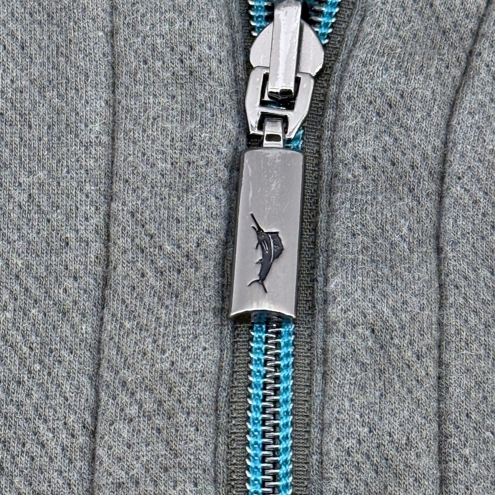 Tommy Bahama Sweatshirt Mens M Reversible Quarter Zip Pullover Gray Blue - Picture 8 of 9